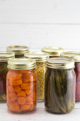 An Assortment of Various Fruits and Vegetables that have been Canned at Home