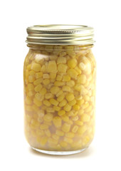 Corn on a White Background in a Home Canning Jar