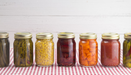 An Assortment of Various Fruits and Vegetables that have been Canned at Home