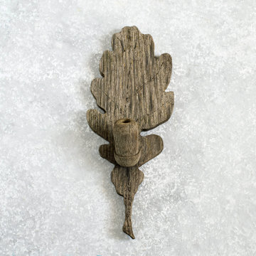 Carved from wood old oak leaf with acorn