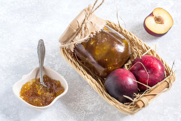 Homemade jam from plums