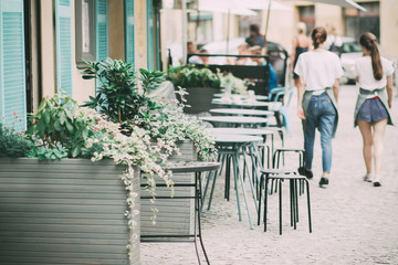 Fototapeta premium Cafe on the summer terrace in Europe