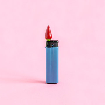 Creative idea: gas lighter with hot pepper instead of fire
