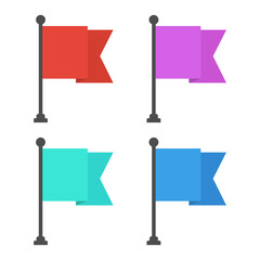 Simple, flat flag icon. Four color variations. Isolated on white