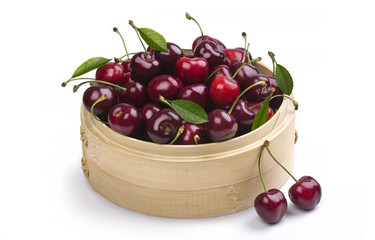 Basket of ripe cherries