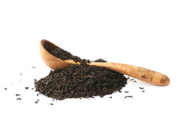 Pile of dried tea leaves isolated