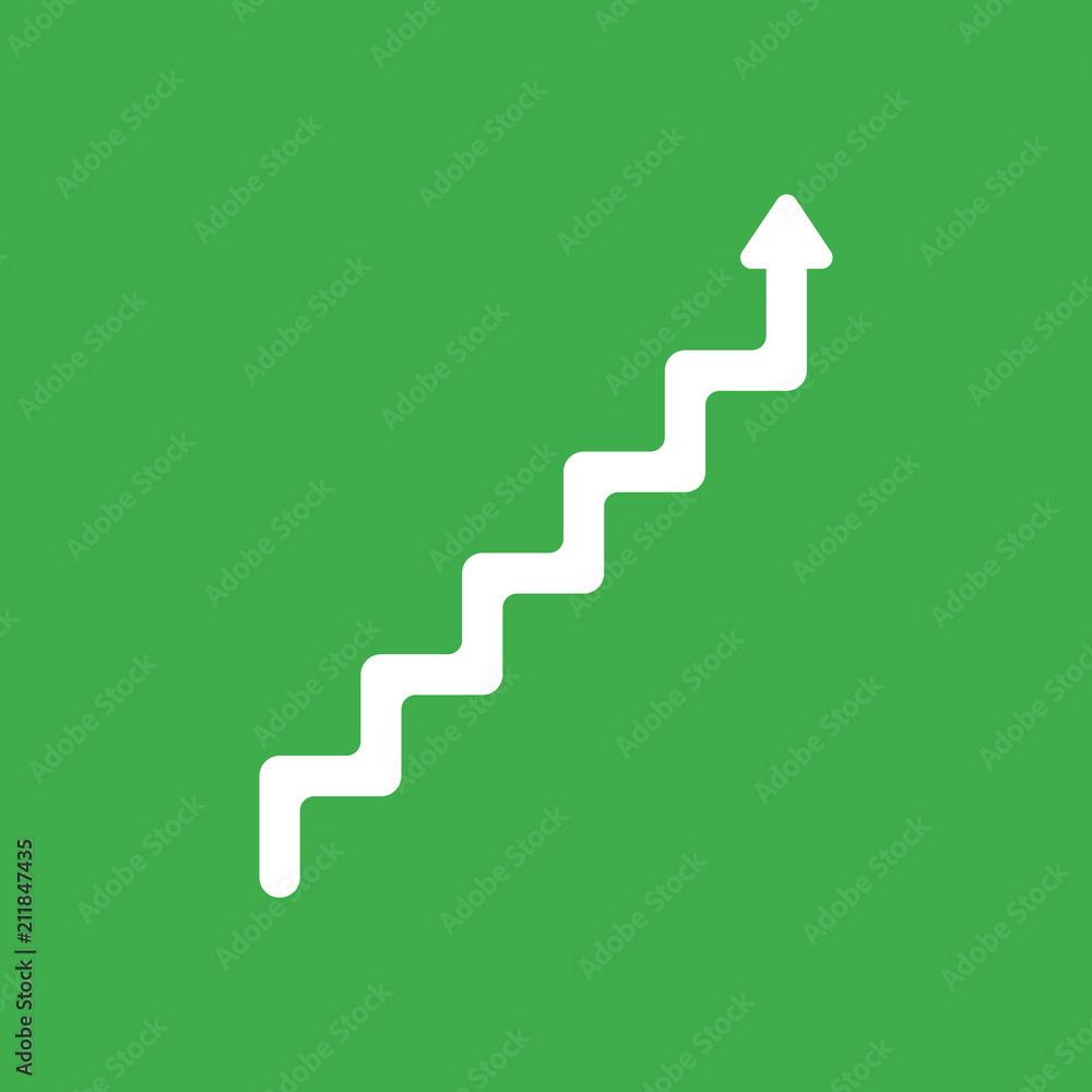 Poster vector icon concept of stairs with arrow moving up on green background
