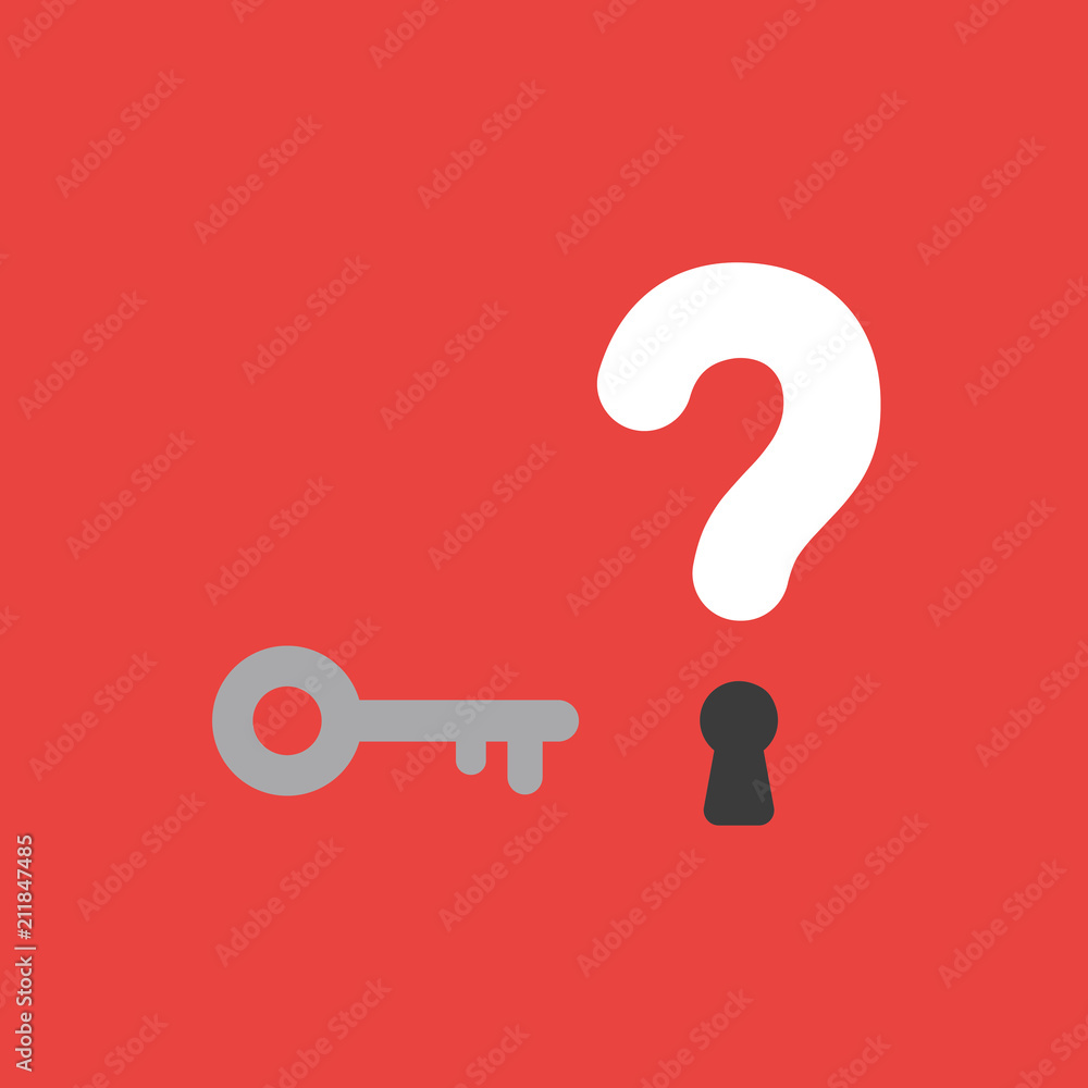 Aufkleber vector icon concept of key and question mark with keyhole on red background