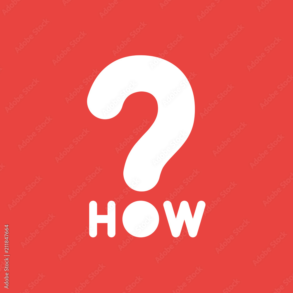 Poster vector icon concept of how word with question mark on red background