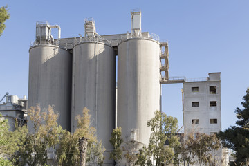 silos of the cement plant of Sagunto, Valencia, Spain