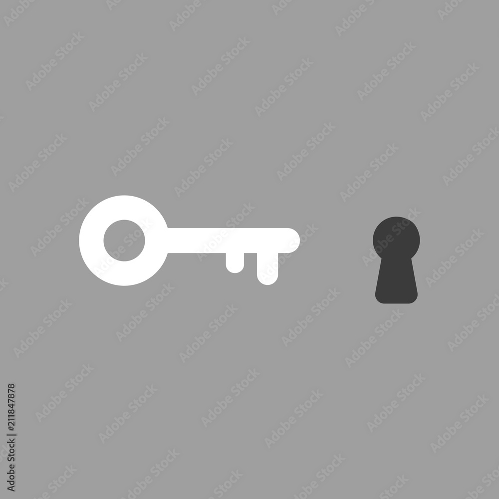 Aufkleber vector icon concept of key and keyhole on grey background