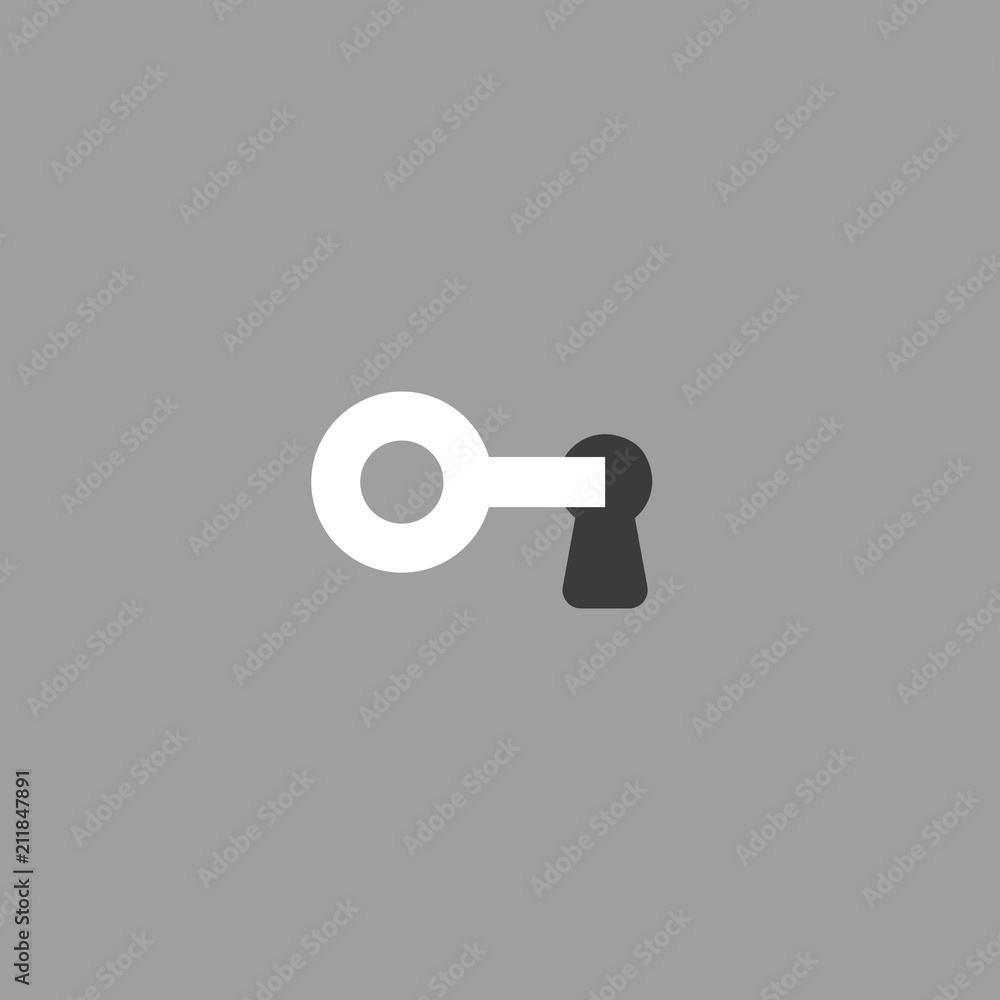Poster vector icon concept of key into keylock on grey background