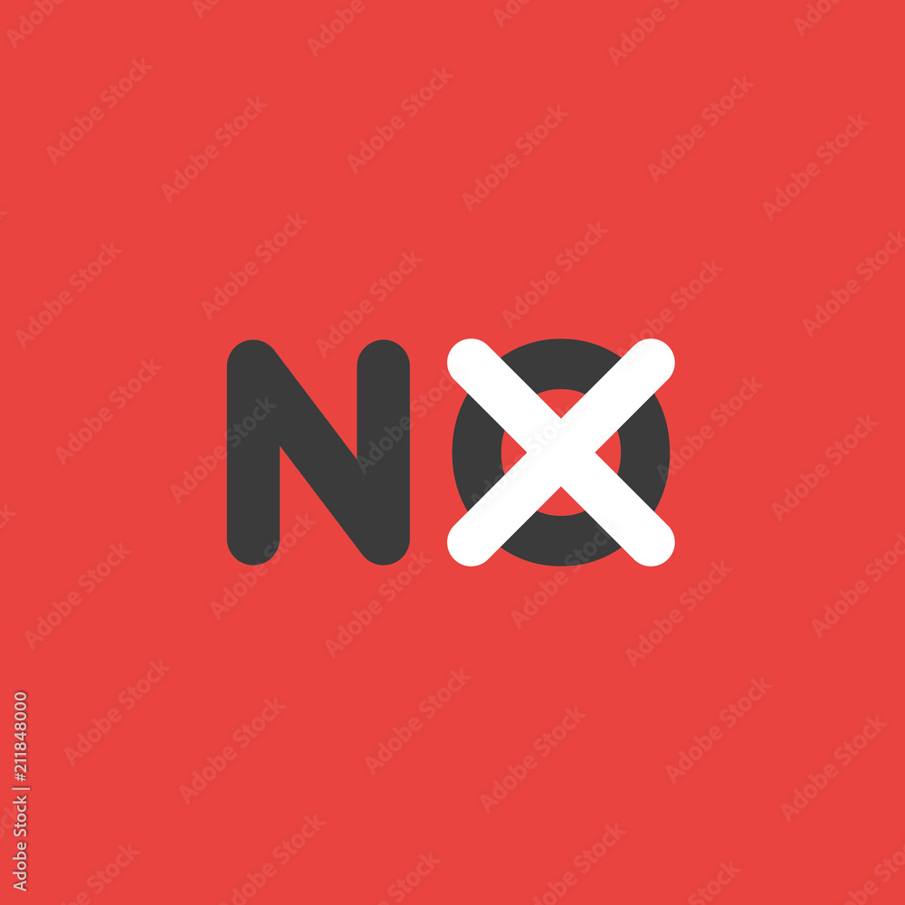 Poster vector icon concept of no word with x mark on background