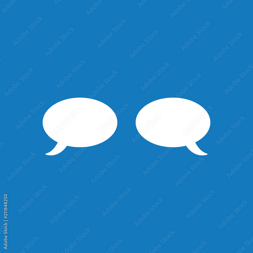 Poster vector icon concept of two speech bubbles on blue background