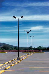 An empty parking lot during daytime