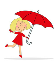 Девочка с зонтом. Вектор