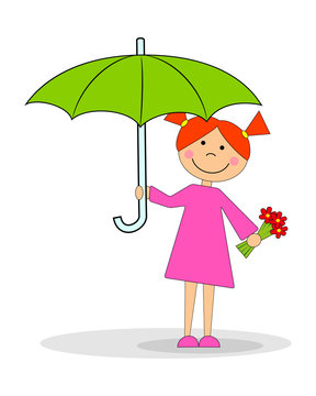 Девочка с зонтом. Вектор