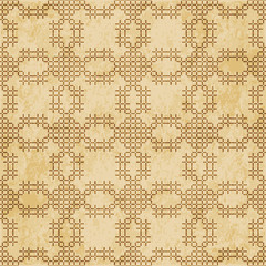 Retro brown cork texture grunge seamless background stitch cross geometry check line