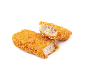 Fish stick in breadcrumbs isolated