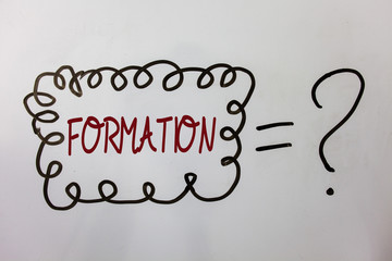 Word writing text Formation. Business concept for Body of rocks Particular Troops Parts disposition Forming process Ideas messages doodle white background equal question mark doubt questions.