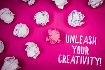 Conceptual hand writing showing Unleash Your Creativity Call. Business photo text Develop Personal...