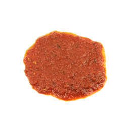 Puddle of marinara tomato sauce