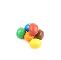 Pile of glazed chocolate candies isolated