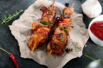 Skewers with meat and vegetables