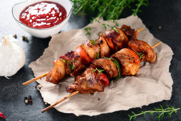 Skewers with meat and vegetables