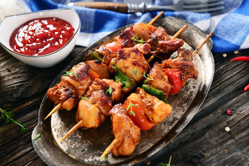 Skewers with meat and vegetables