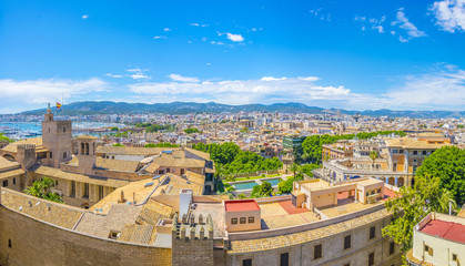 Aerial view of Palma de Mallorca with Almudaina palace, Spain © dudlajzov