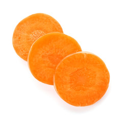Ripe sliced carrot on white background