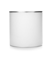 Mockup of tin can on white background