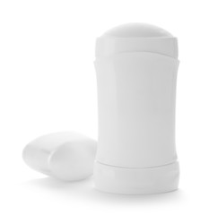 Female deodorant on white background