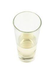 Tall glass of white wine isolated