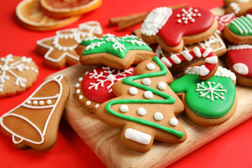 Tasty homemade Christmas cookies, closeup
