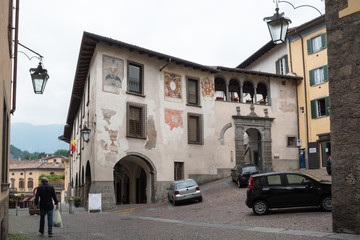 Clusone (Lombardy, Italy). Town Hall built in the eleventh and twelfth centuries 