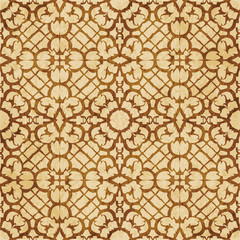 Retro brown cork texture grunge seamless background spiral curve cross frame flower lace