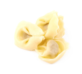 Pile of ravioli pasta isolated