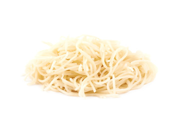Pile of cooked noodles isolated