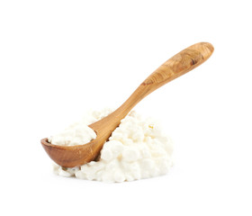 Pile of cottage cheese isolated