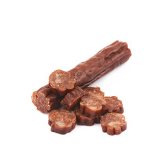 Cured stick of meat isolated
