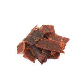 Sliced cured meat flakes isolated