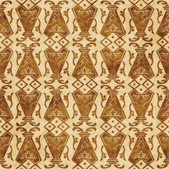 Retro brown cork texture grunge seamless background polygon check cross frame curve leaf