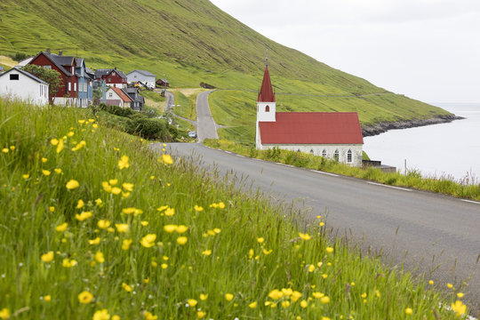 Traditional village of Husar, Kalsoy Island, Faroe Islands, Denmark