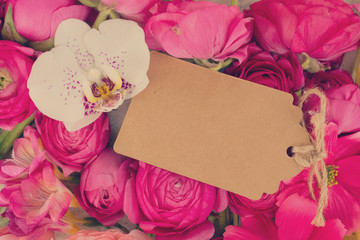 Flowers flat lay composition