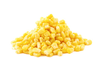 Pile of canned corn isolated
