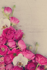 Flowers flat lay composition