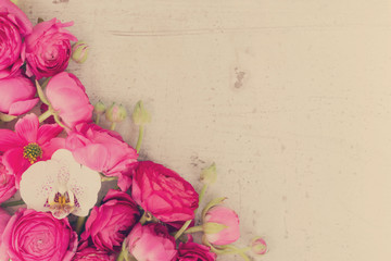 Flowers flat lay composition