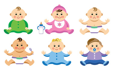 Vector illustration of babies in flat style